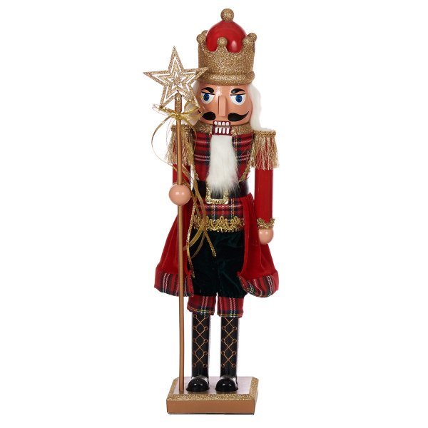 Χριστουγεννιάτικος Ξύλινος Διακοσμητικός Μολυβένιος Στρατιώτης Κόκκινος με Ραβδί Αστέρι (40cm)
